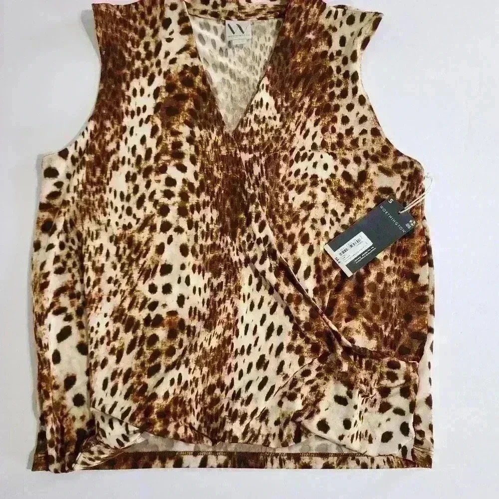 NWT Worthington cheetah print top